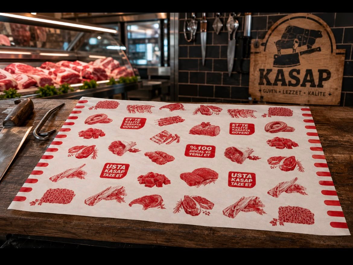 Kasap ürünleri için baskılı ambalaj kağıdı